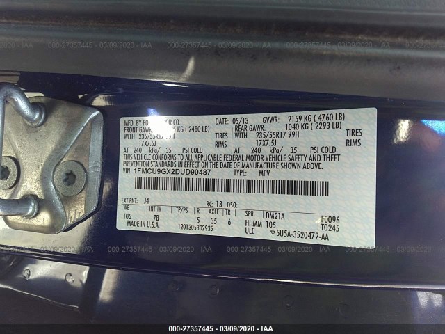 Photo 8 VIN: 1FMCU9GX2DUD90487 - FORD ESCAPE 