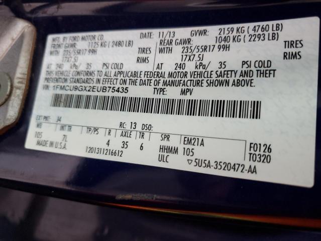 Photo 12 VIN: 1FMCU9GX2EUB75435 - FORD ESCAPE SE 