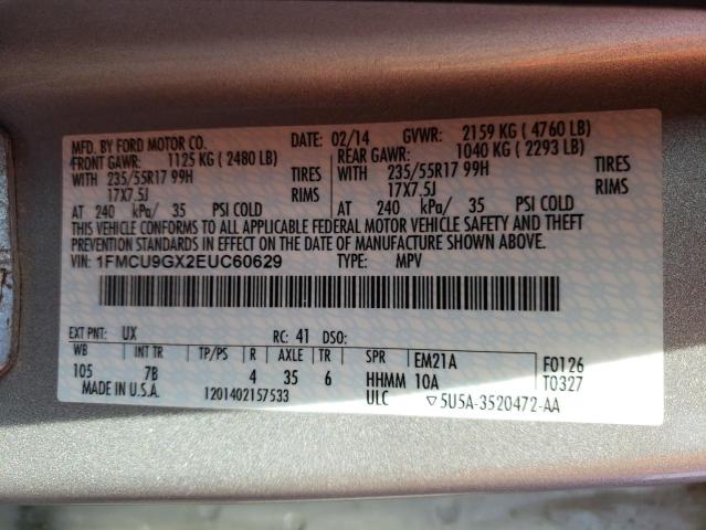 Photo 9 VIN: 1FMCU9GX2EUC60629 - FORD ESCAPE SE 