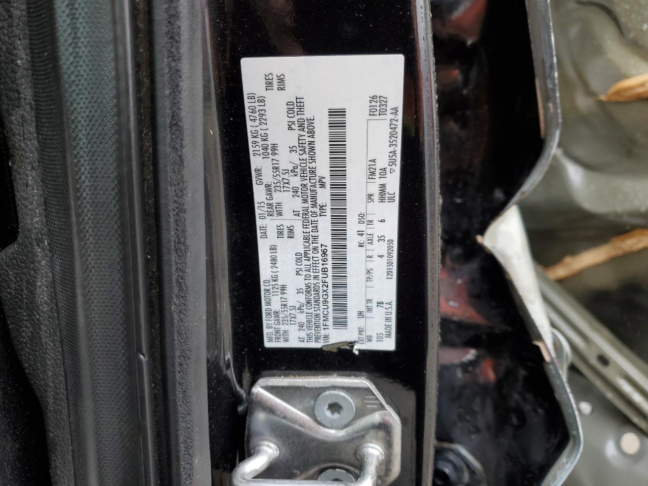 Photo 12 VIN: 1FMCU9GX2FUB16967 - FORD ESCAPE 