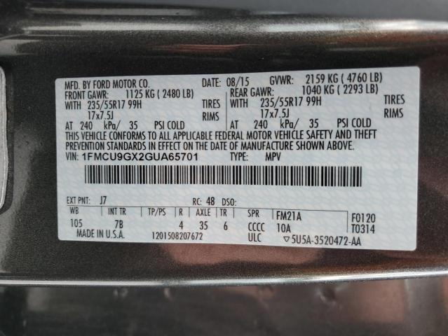 Photo 12 VIN: 1FMCU9GX2GUA65701 - FORD ESCAPE 