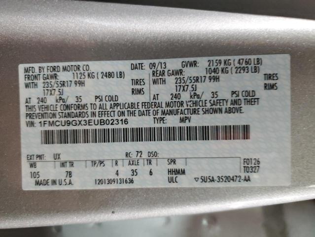 Photo 12 VIN: 1FMCU9GX3EUB02316 - FORD ESCAPE 