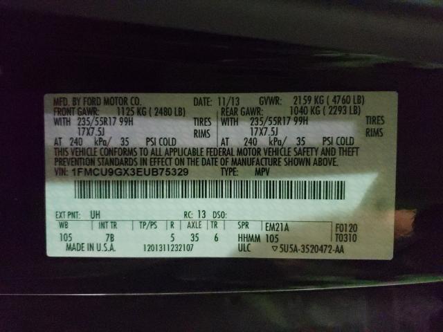 Photo 9 VIN: 1FMCU9GX3EUB75329 - FORD ESCAPE SE 