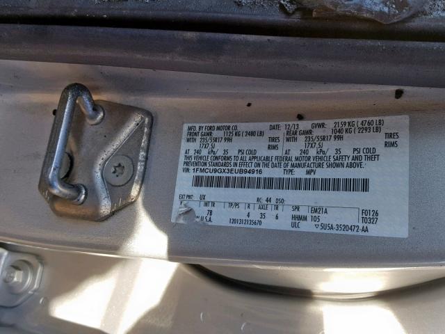 Photo 9 VIN: 1FMCU9GX3EUB94916 - FORD ESCAPE SE 