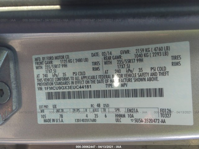 Photo 8 VIN: 1FMCU9GX3EUC44181 - FORD ESCAPE 