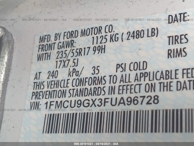 Photo 8 VIN: 1FMCU9GX3FUA96728 - FORD ESCAPE 