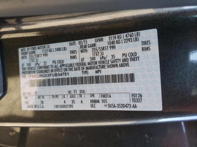 Photo 9 VIN: 1FMCU9GX3FUB34751 - FORD ESCAPE SE 