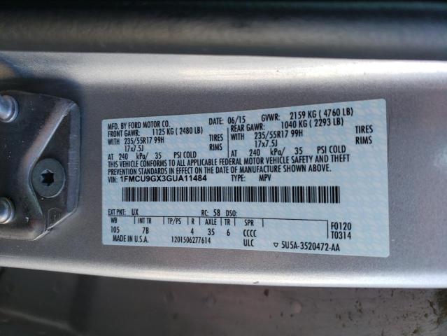 Photo 12 VIN: 1FMCU9GX3GUA11484 - FORD ESCAPE 