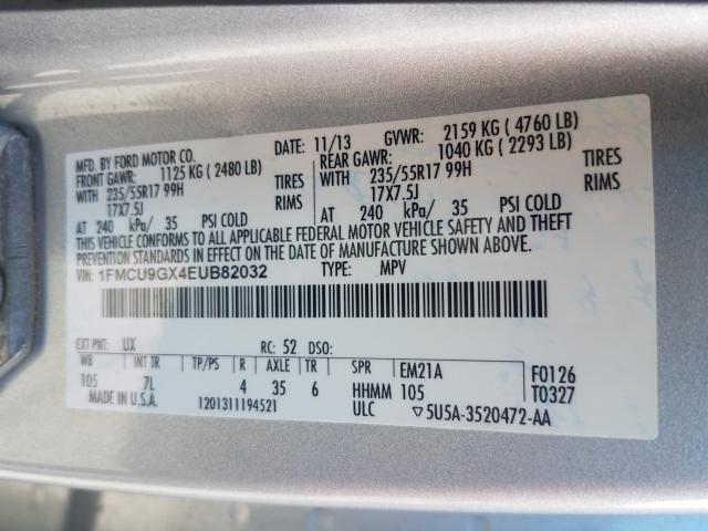 Photo 9 VIN: 1FMCU9GX4EUB82032 - FORD ESCAPE SE 