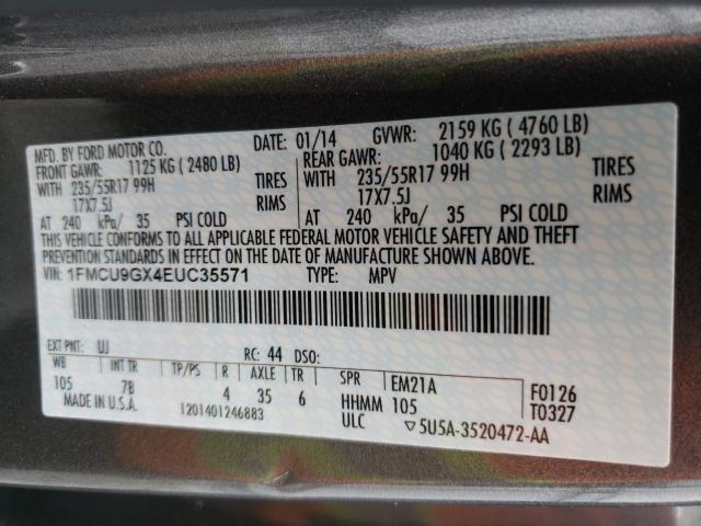 Photo 9 VIN: 1FMCU9GX4EUC35571 - FORD ESCAPE SE 