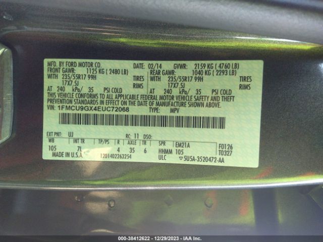 Photo 8 VIN: 1FMCU9GX4EUC72068 - FORD ESCAPE 