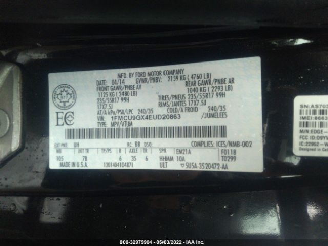 Photo 8 VIN: 1FMCU9GX4EUD20863 - FORD ESCAPE 