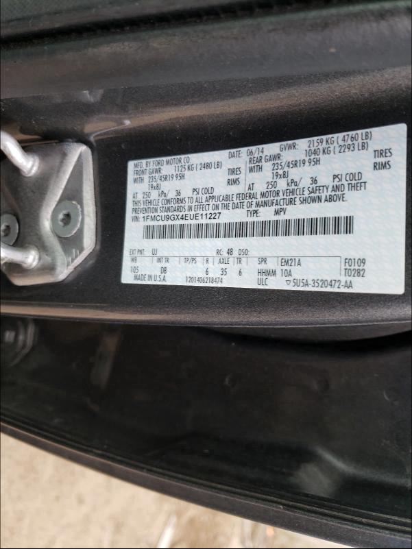 Photo 9 VIN: 1FMCU9GX4EUE11227 - FORD ESCAPE SE 