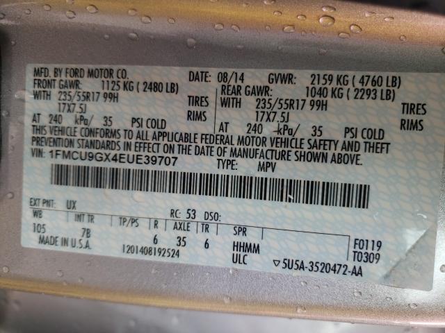 Photo 9 VIN: 1FMCU9GX4EUE39707 - FORD ESCAPE SE 