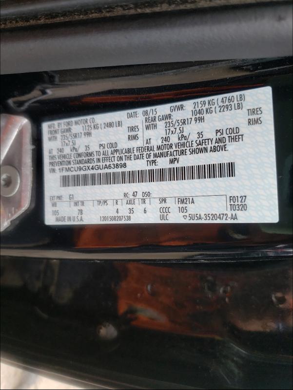 Photo 9 VIN: 1FMCU9GX4GUA63898 - FORD ESCAPE SE 