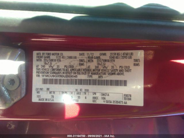 Photo 8 VIN: 1FMCU9GX5DUB69045 - FORD ESCAPE 