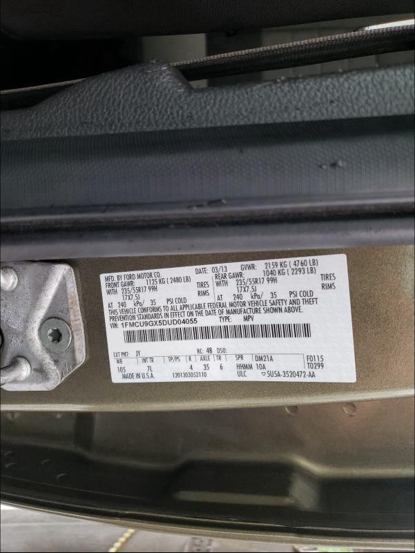 Photo 9 VIN: 1FMCU9GX5DUD04055 - FORD ESCAPE SE 