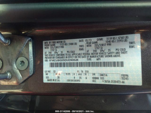 Photo 8 VIN: 1FMCU9GX5DUD90628 - FORD ESCAPE 