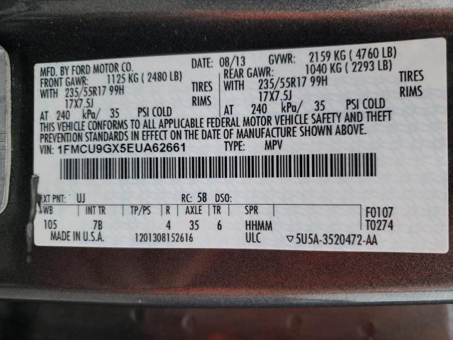 Photo 9 VIN: 1FMCU9GX5EUA62661 - FORD ESCAPE SE 