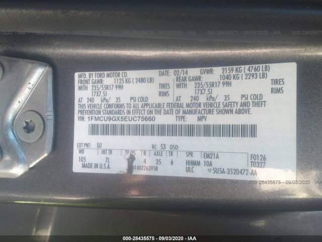 Photo 8 VIN: 1FMCU9GX5EUC75660 - FORD ESCAPE 