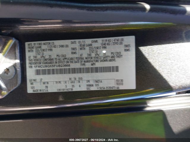 Photo 8 VIN: 1FMCU9GX5FUB23668 - FORD ESCAPE 