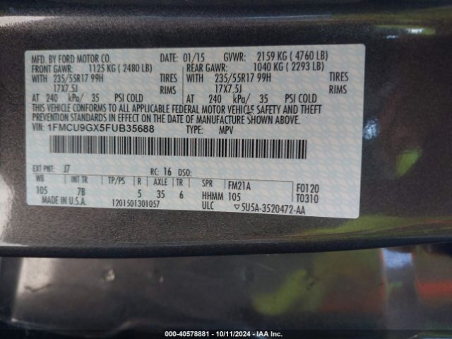 Photo 8 VIN: 1FMCU9GX5FUB35688 - FORD ESCAPE 