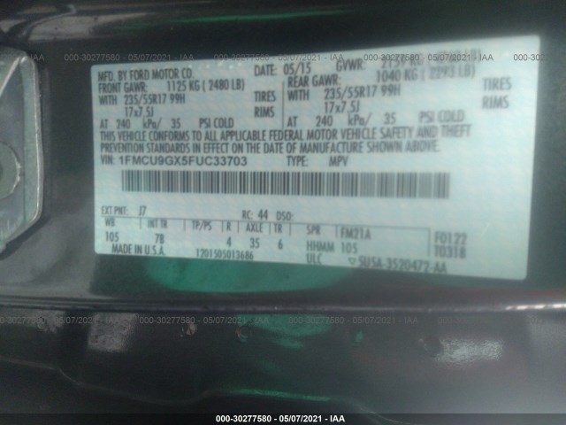 Photo 8 VIN: 1FMCU9GX5FUC33703 - FORD ESCAPE 