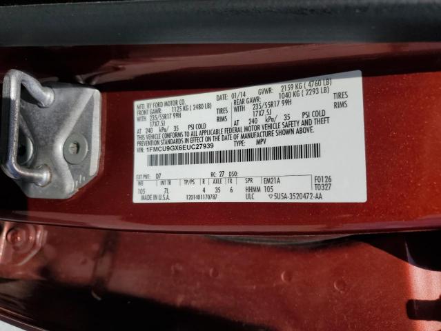 Photo 12 VIN: 1FMCU9GX6EUC27939 - FORD ESCAPE SE 