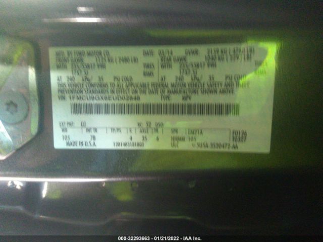 Photo 8 VIN: 1FMCU9GX6EUD02848 - FORD ESCAPE 