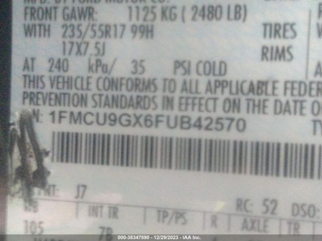 Photo 8 VIN: 1FMCU9GX6FUB42570 - FORD ESCAPE SE 