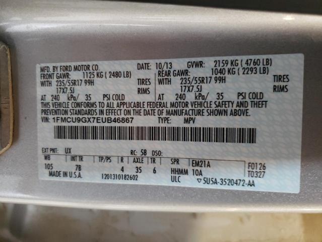 Photo 11 VIN: 1FMCU9GX7EUB46867 - FORD ESCAPE SE 