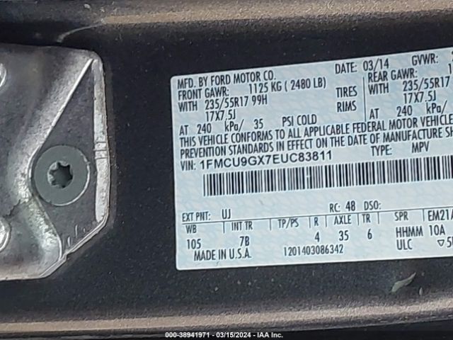 Photo 8 VIN: 1FMCU9GX7EUC83811 - FORD ESCAPE 