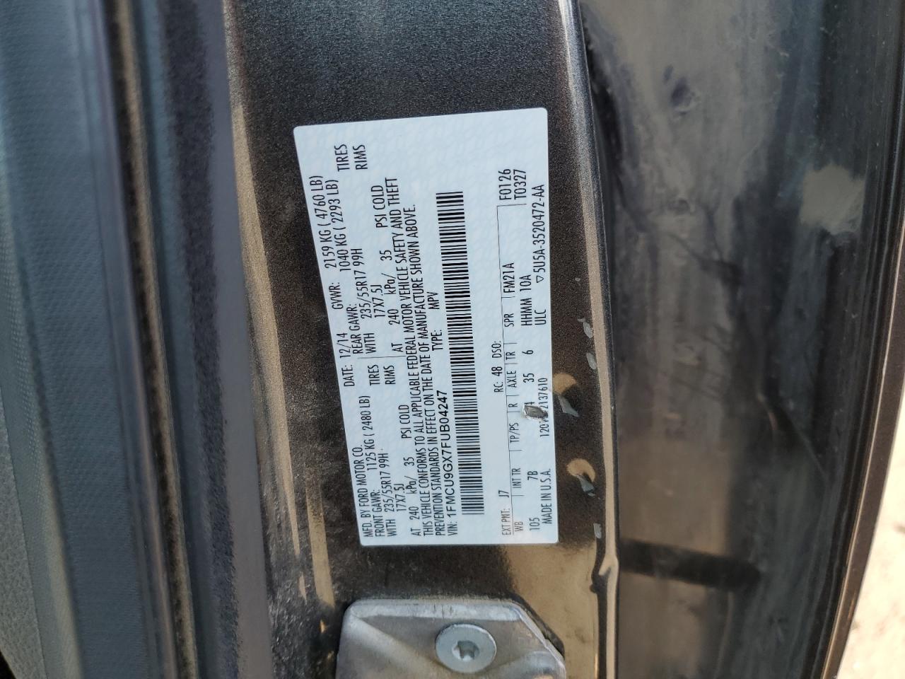 Photo 12 VIN: 1FMCU9GX7FUB04247 - FORD ESCAPE 