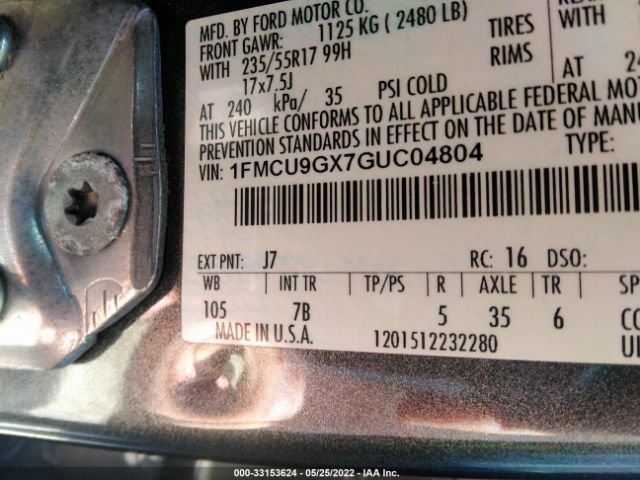 Photo 8 VIN: 1FMCU9GX7GUC04804 - FORD ESCAPE 