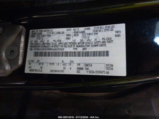 Photo 8 VIN: 1FMCU9GX8DUA03022 - FORD ESCAPE 