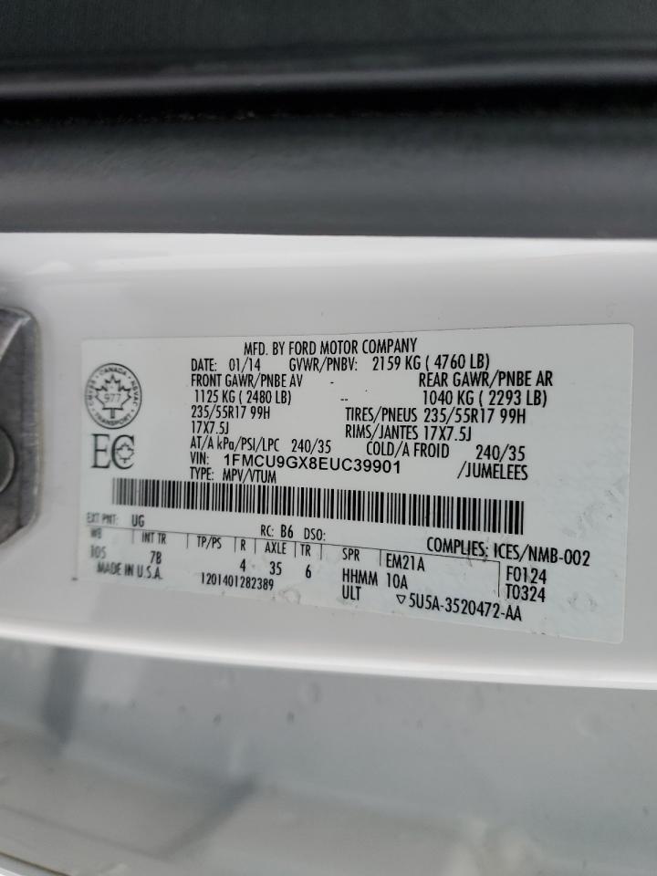 Photo 12 VIN: 1FMCU9GX8EUC39901 - FORD ESCAPE 