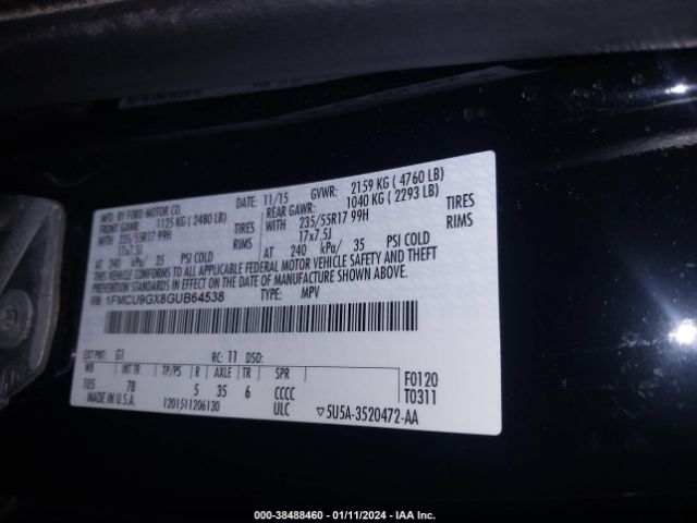 Photo 8 VIN: 1FMCU9GX8GUB64538 - FORD ESCAPE 