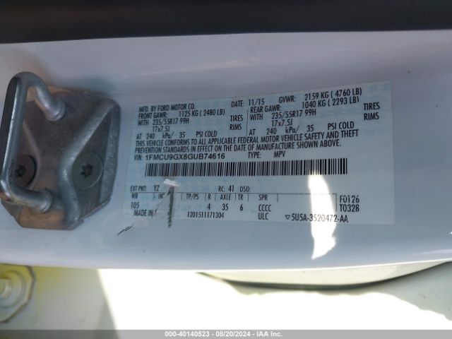 Photo 8 VIN: 1FMCU9GX8GUB74616 - FORD ESCAPE 