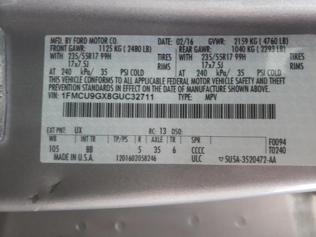 Photo 12 VIN: 1FMCU9GX8GUC32711 - FORD ESCAPE SE 