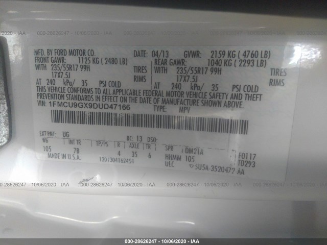 Photo 8 VIN: 1FMCU9GX9DUD47166 - FORD ESCAPE 