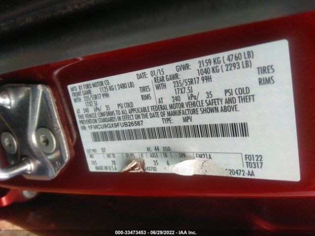 Photo 8 VIN: 1FMCU9GX9FUB26587 - FORD ESCAPE 