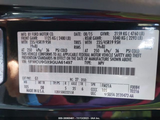 Photo 8 VIN: 1FMCU9GX9GUA61497 - FORD ESCAPE 