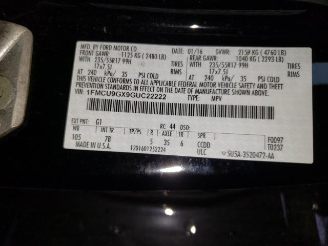 Photo 9 VIN: 1FMCU9GX9GUC22222 - FORD ESCAPE SE 