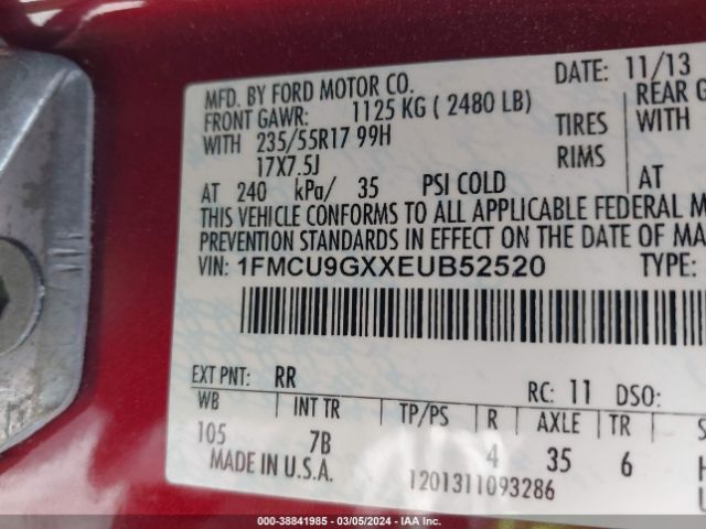 Photo 8 VIN: 1FMCU9GXXEUB52520 - FORD ESCAPE 