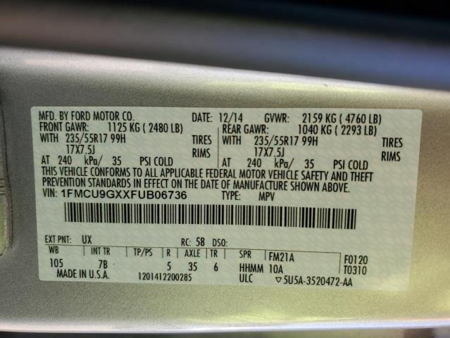 Photo 12 VIN: 1FMCU9GXXFUB06736 - FORD ESCAPE SE 