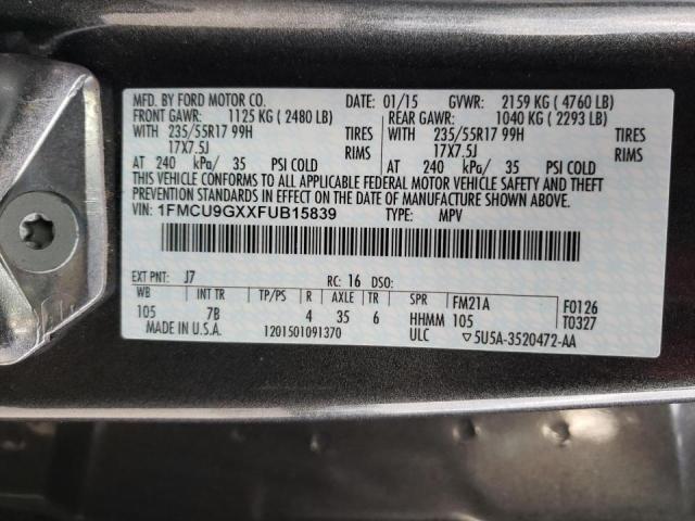 Photo 9 VIN: 1FMCU9GXXFUB15839 - FORD ESCAPE SE 