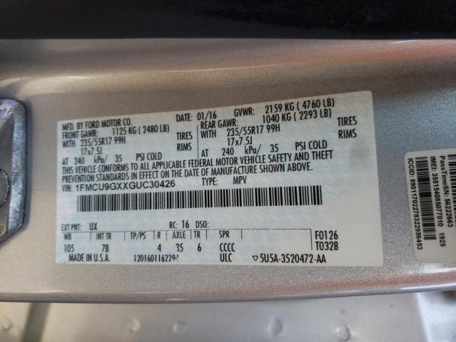 Photo 9 VIN: 1FMCU9GXXGUC30426 - FORD ESCAPE SE 