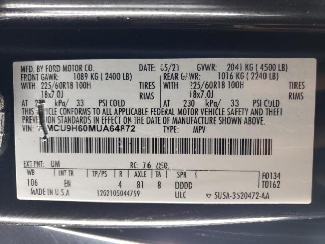 Photo 12 VIN: 1FMCU9H60MUA64872 - FORD ESCAPE SEL 