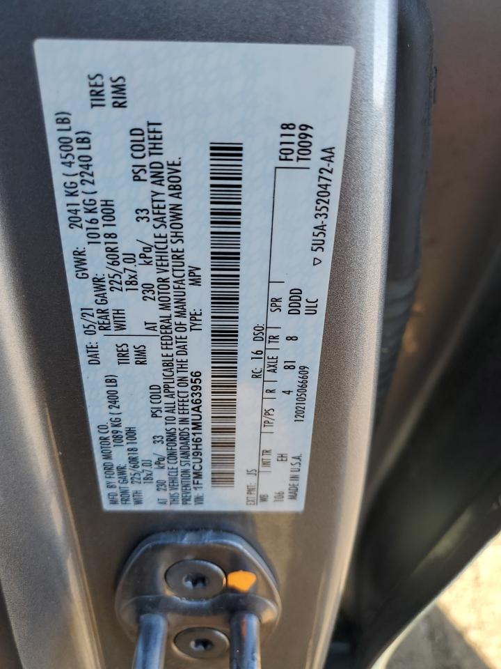 Photo 11 VIN: 1FMCU9H61MUA63956 - FORD ESCAPE 