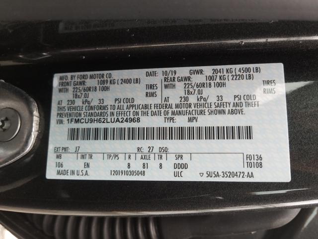 Photo 9 VIN: 1FMCU9H62LUA24968 - FORD ESCAPE SEL 